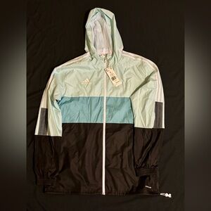 Adidas Men's Hooded Windbreaker in Mint, Light Blue, White & Black